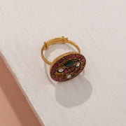 Elegant Kundan Studded Silver Ring