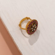 Striking Kundan and Silver Ring with Floral Highlight