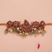 Heavy Silver and Kundan Necklace with Floral Design