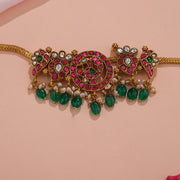 Heavy Silver Pendant with Kundans and Moissanite Stone Beads