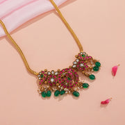 Heavy Silver Pendant with Kundans and Moissanite Stone Beads