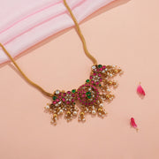 Heavy Floral Silver Pendant with Kundans