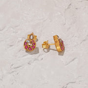 Mini Silver Earrings with Coloured Kundans