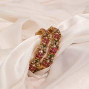 Silver Bangles with Multicoloured Kundans