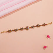 Sleek Silver and Kundan Bracelet with Lead and Floral Design