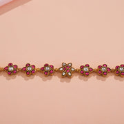 Sleek Silver Floral Bracelet with Kundans