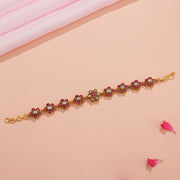 Sleek Silver Floral Bracelet with Kundans