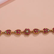 Sleek Silver Bracelet with Leaf and Floral Design