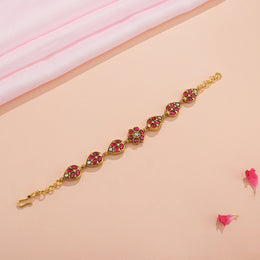 Sleek Silver Bracelet with Leaf and Floral Design