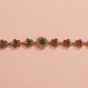 Graceful Floral Design Silver Bracelet with Kundans