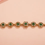 Floral Design Silver Bracelet with Kundans