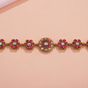 Daily Wear Silver Bracelet with Floral Highlights and Kundans