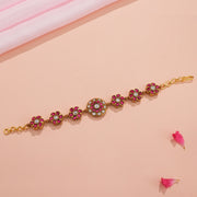 Daily Wear Silver Bracelet with Floral Highlights and Kundans