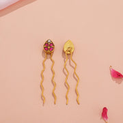 Silver Hair Pins with Kundan Highlights