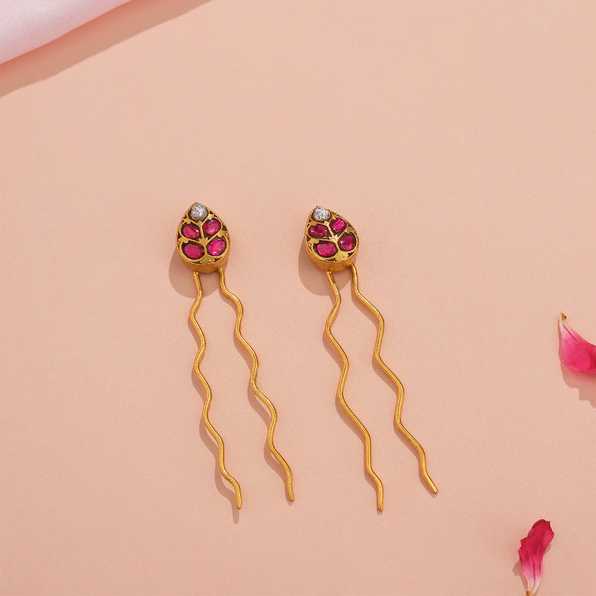 Silver Hair Pins with Kundan Highlights – Padmam
