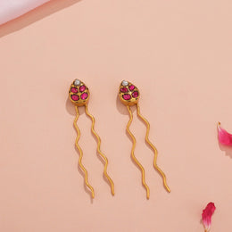 Silver Hair Pins with Kundan Highlights