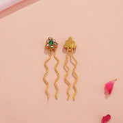 Leaf Design Kundan Studded Silver Hair Pins