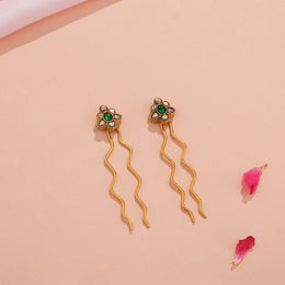 Leaf Design Kundan Studded Silver Hair Pins