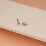 Silver Floral Toe Rings with Stone Highllghts