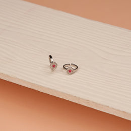 Silver Floral Toe Rings with Stone Highllghts