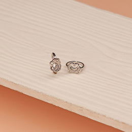 Adorable Silver Heart Shaped Toe Rings