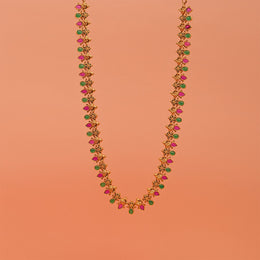 Simple and Sleek Silver Haaram with Mini Florals