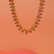 Simple and Sleek Silver Haaram with Mini Florals