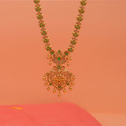 Sleek Silver Haaram with Mini Florals and Lakshmi Devi Pendant