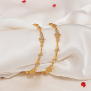 Elegant Floral Silver CZ Bangles