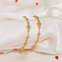 Elegant Floral Silver CZ Bangles