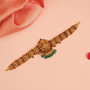 Silver Lakshmi Baajubadh with Peacock Highlights and Stone Beads