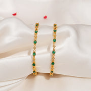 Modest Silver CZ Bangles with Emerald Highlights