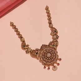 Radiant Sunflower Silver Necklace with Peacocks