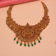 Heritage Silver Lakshmi Necklace with Conch and Leaf Pattern