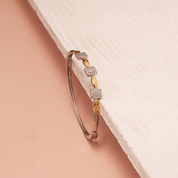 Elite Silver CZ Kada with Square Shaped CZ Detailing