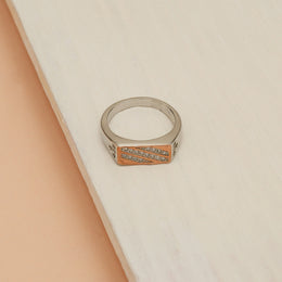 Stylish Silver Men's Ring with Rose Gold Polish