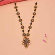 Antique Silver Lotus Necklace with Leaf Design Pendant