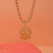 Simple Kundan Silver Haaram with Divine Lakshmi Pendant