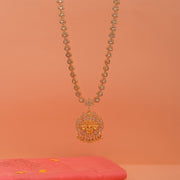 Simple Kundan Silver Haaram with Divine Lakshmi Pendant