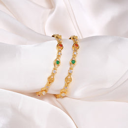 Simple Silver Bangles with Multi-Colour Stones