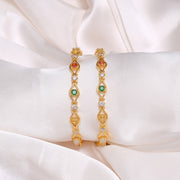 Simple Silver Bangles with Multi-Colour Stones