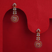 Floral Silver Earrings with Pink Stone Highlights