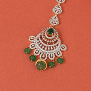 Silver Chandbali Maang Tikka with CZs