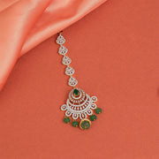 Silver Chandbali Maang Tikka with CZs
