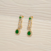 Stylish Silver CZ Hangings with Green Stone & CZ Drops