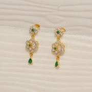 Majestic CZ Floral Hangings with Green Stones