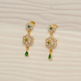 Majestic CZ Floral Hangings with Green Stones