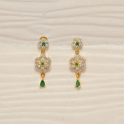 Majestic CZ Floral Hangings with Green Stones