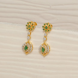 Floral & Leaf Design Silver CZ Earrings