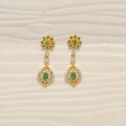 Floral & Leaf Design Silver CZ Earrings
